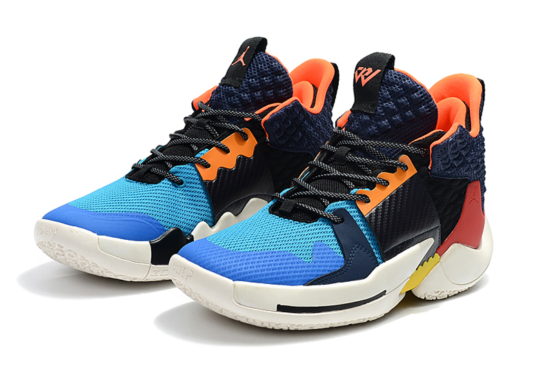 Women Jordan Why Not Zer0.2 Black Blue Orange Red Shoes - Click Image to Close